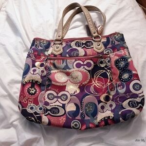Coach Purple and Pink Graphic Tote